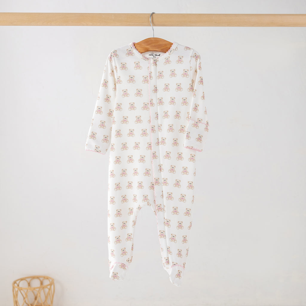 Baby Basics: Pink Bear Hugs Organic Cotton Baby Pajamas