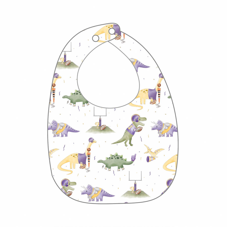 LSU Dino All-Stars Organic Cotton Bib (Pre-Order Arriving Fall 2025)