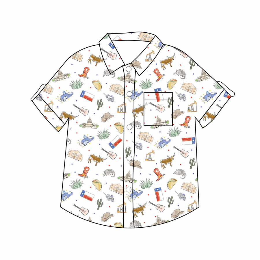 Texas Kids Short Sleeve Collared Shirt (Pre-order Arriving Spring 2026)