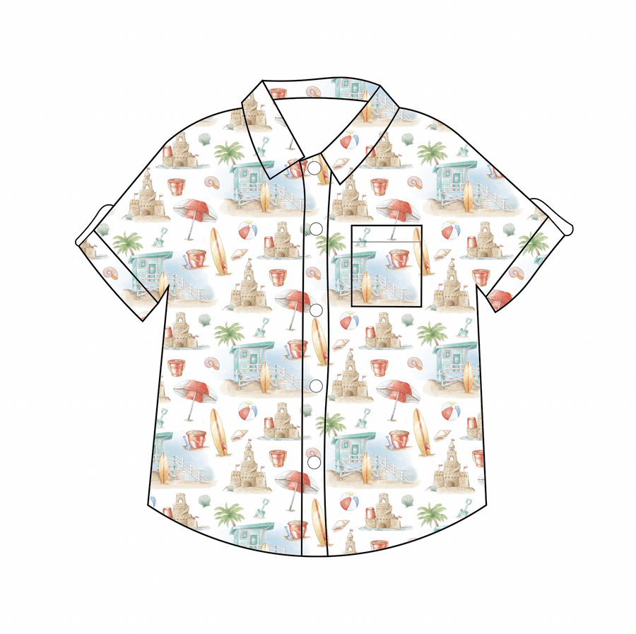 Beach Day Short Sleeve Collared Shirt (Pre-order Arriving Spring 2026)