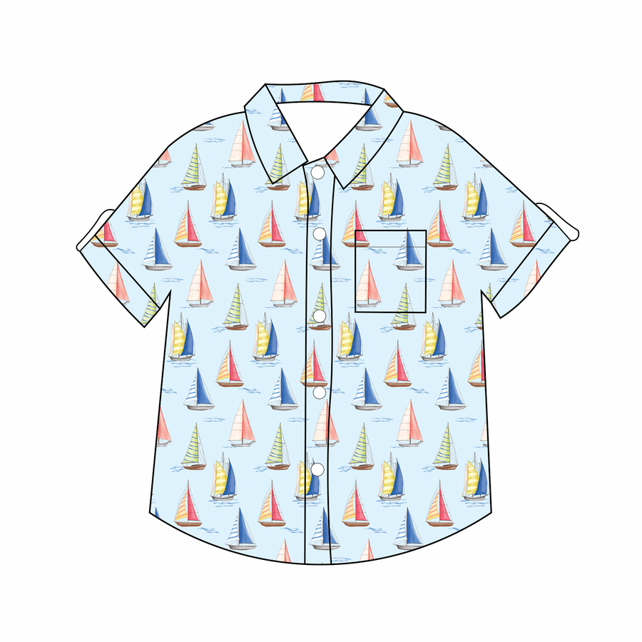 Sea You Soon Short Sleeve Collared Shirt (Pre-order Arriving Spring 2026)
