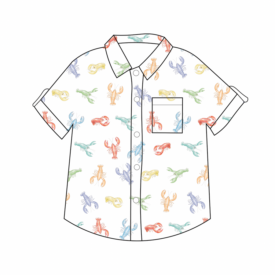 Colorful Claws Short Sleeve Collared Shirt (Pre-order Arriving Spring 2026)