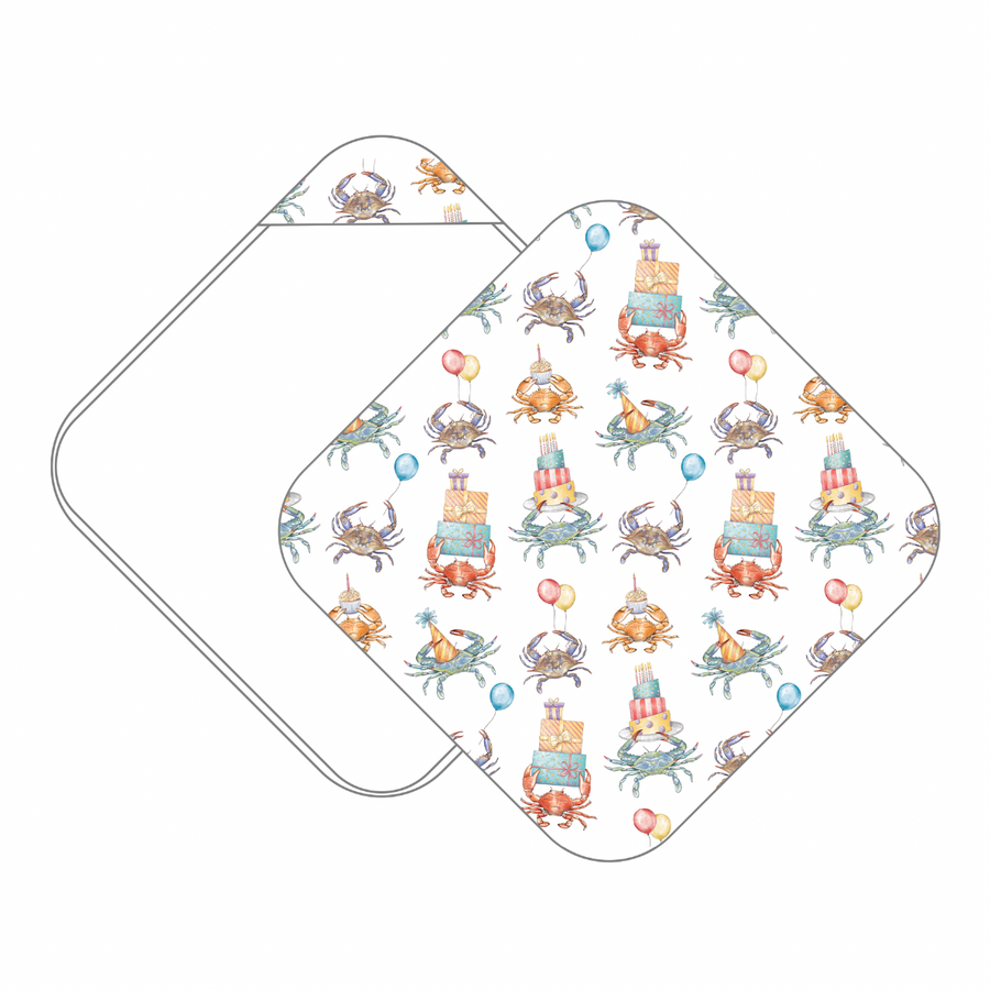 Crabby Birthday Muslin Hooded Baby Towel (Pre-Order Arriving Spring 2026)