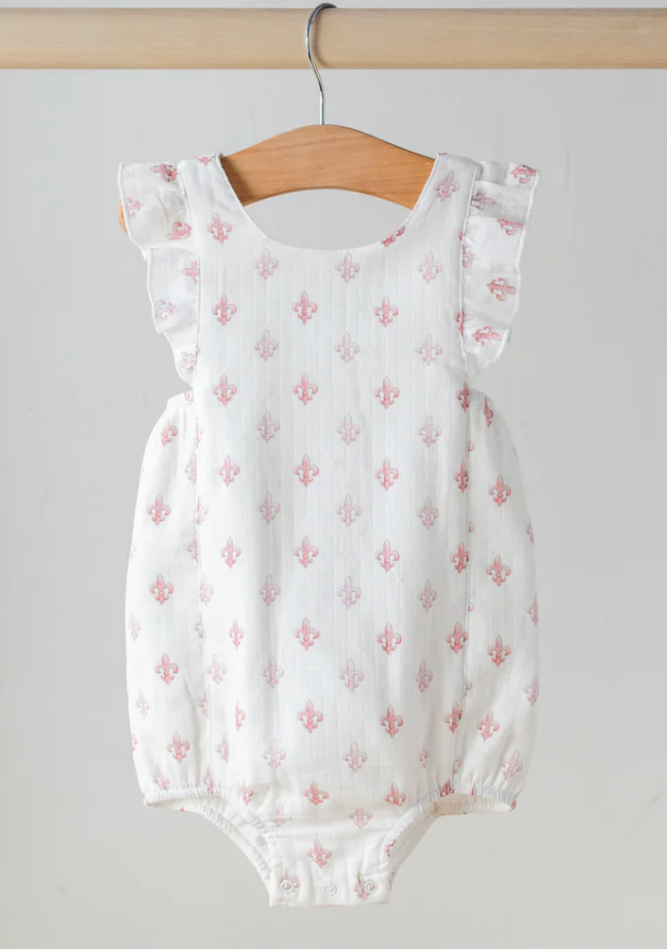 Fleur de Rose Organic Muslin Bubble Romper (Pre-Order Arriving Spring 2026)
