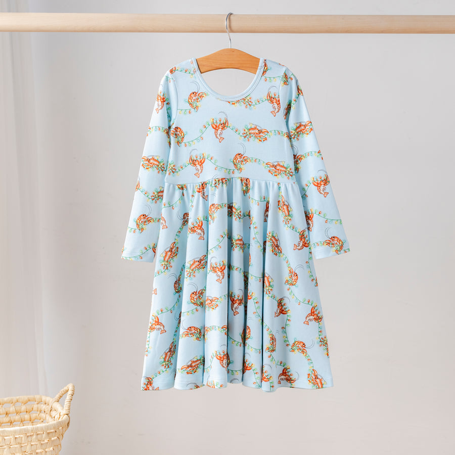 cotton dress up clothes for kids Girls Long Sleeve Baby Rib Cotton Dress
