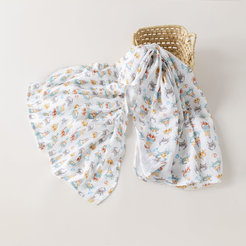 Crabby Birthday Organic Muslin Blanket