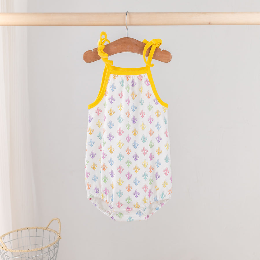 Fleur De Fun Organic Cotton Shoulder-Tie Onesie (Pre-Order Arriving Spring 2026)