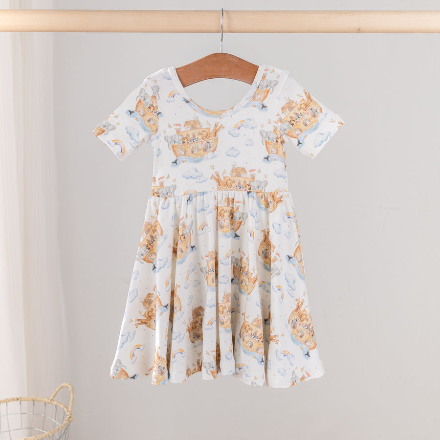 All Aboard Noah's Ark Organic Cotton Dress for Kids (Pre-Order Arriving Spring 2026)