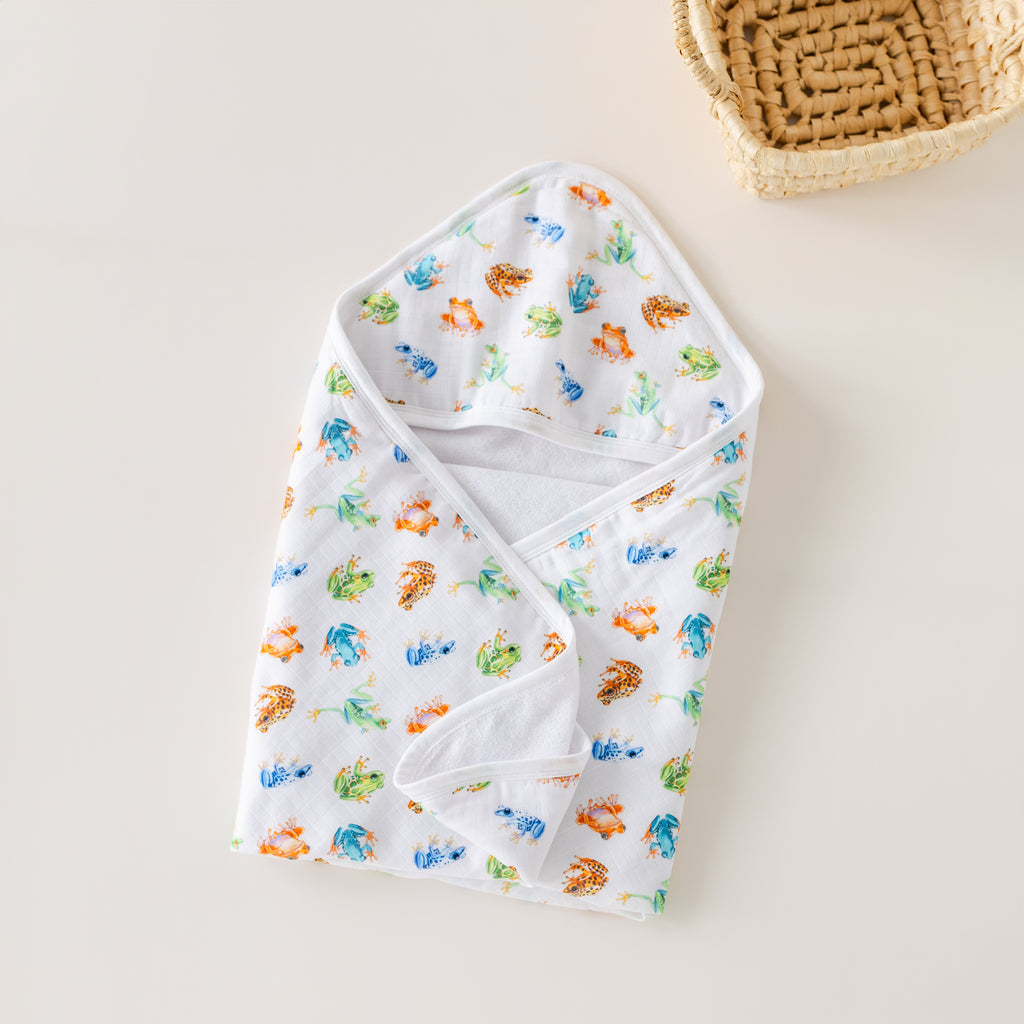 Toadally Cute Muslin Hooded Baby Towel