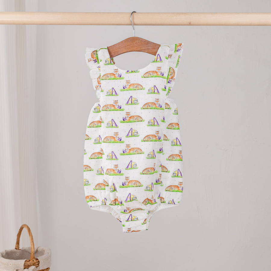 Mascot Mania in Louisiana Organic Muslin Bubble Romper (Pre-Order Arriving Spring 2026)