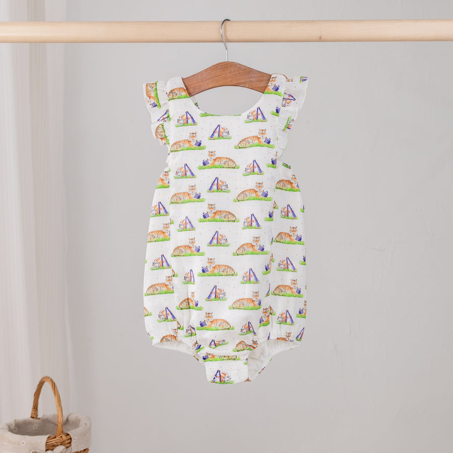 Mascot Mania in Auburn Organic Muslin Bubble Romper (Pre-Order Arriving Spring 2026)