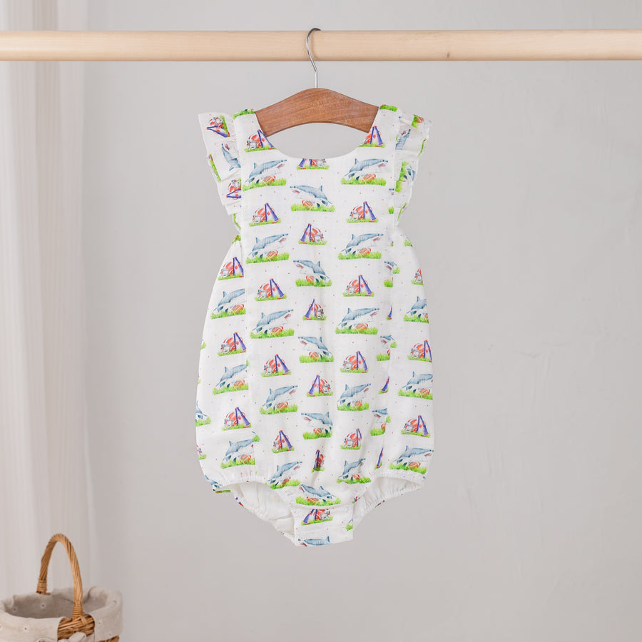 Mascot Mania in Ole Miss Organic Muslin Bubble Romper (Pre-Order Arriving Spring 2026)