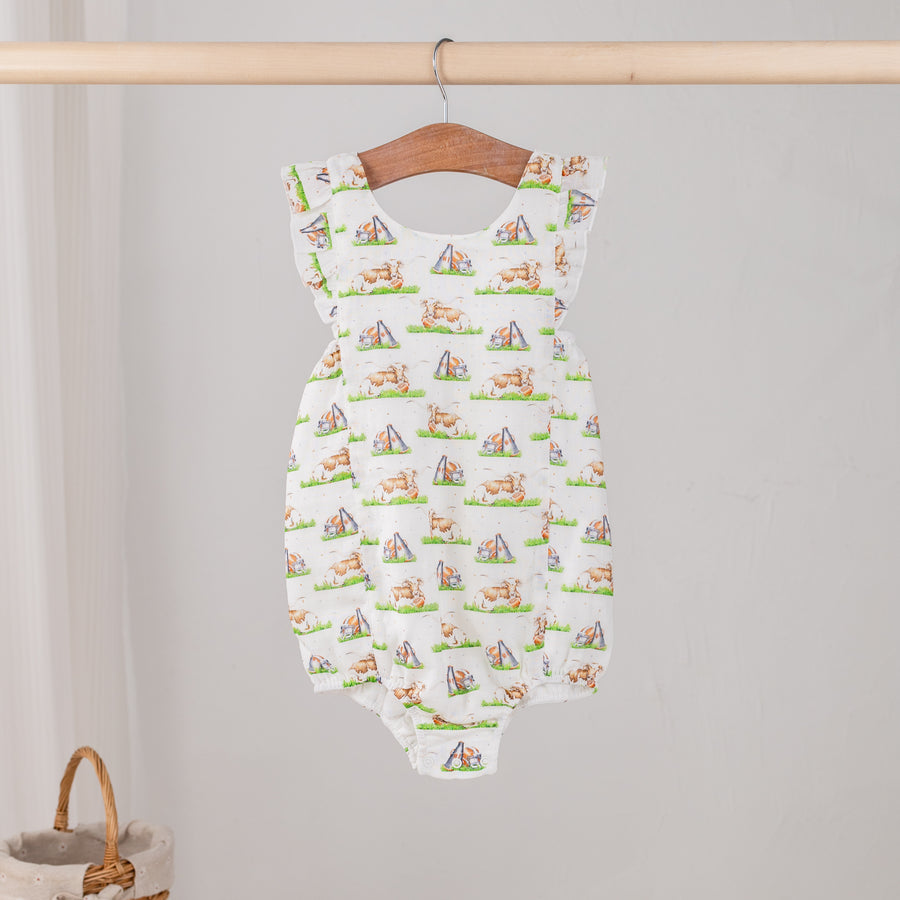 Mascot Mania in Texas Organic Muslin Bubble Romper (Pre-Order Arriving Spring 2026)