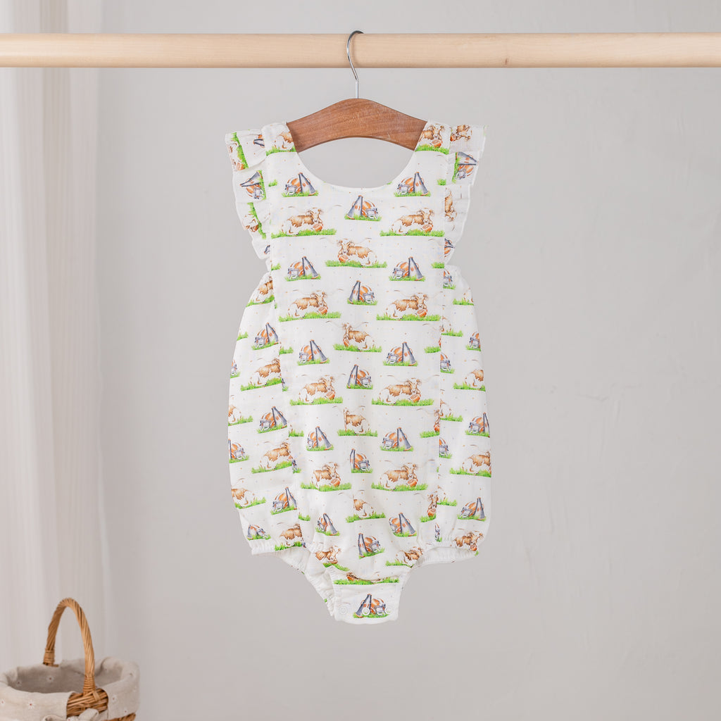 Mascot Mania in Texas Organic Muslin Bubble Romper