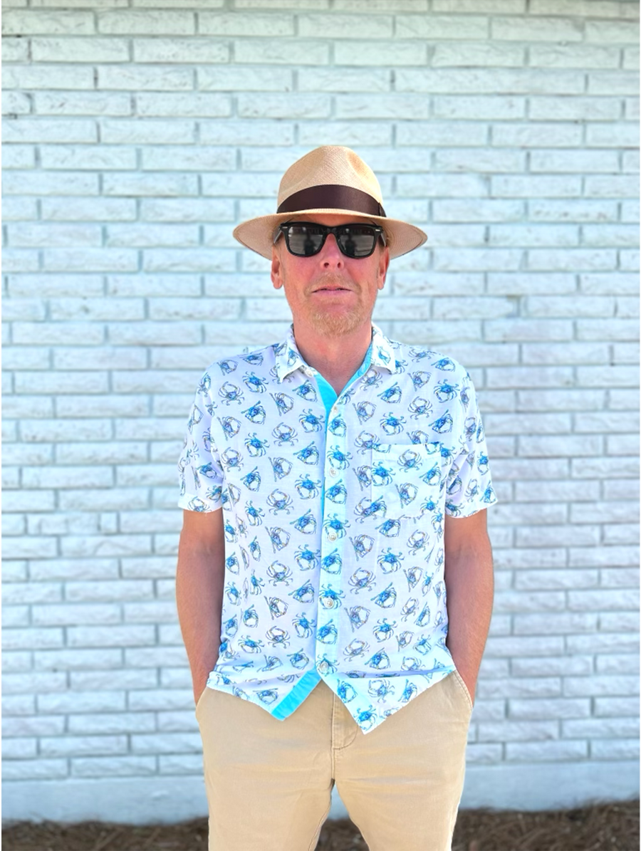 crab dress shirt Nautical Crab & Anchor (Navy) / Hawaiian Shirt