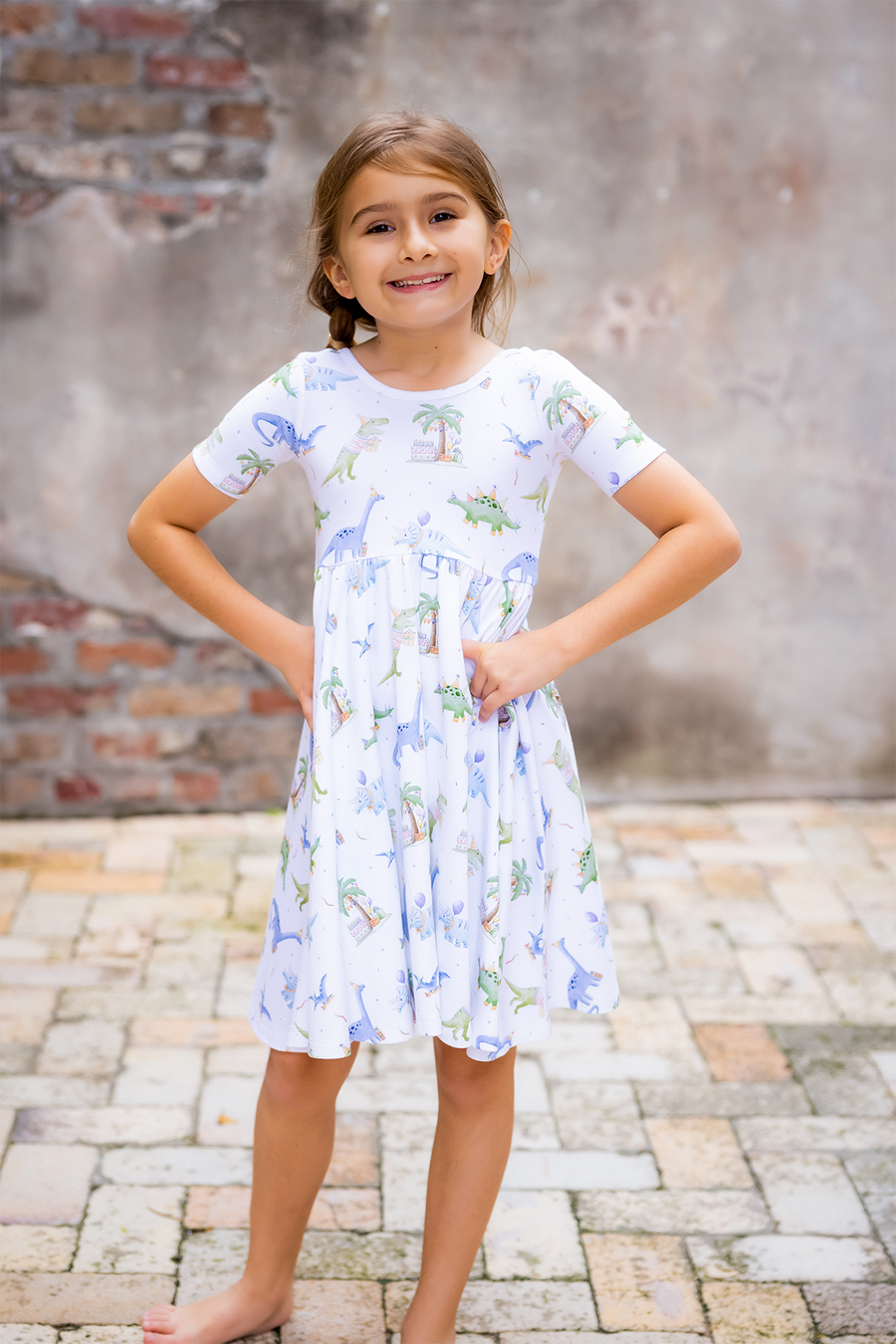 Dino-mite Birthday Organic Cotton Dress for Kids Dino-mite Birthday Organic Cotton Dress for Kids