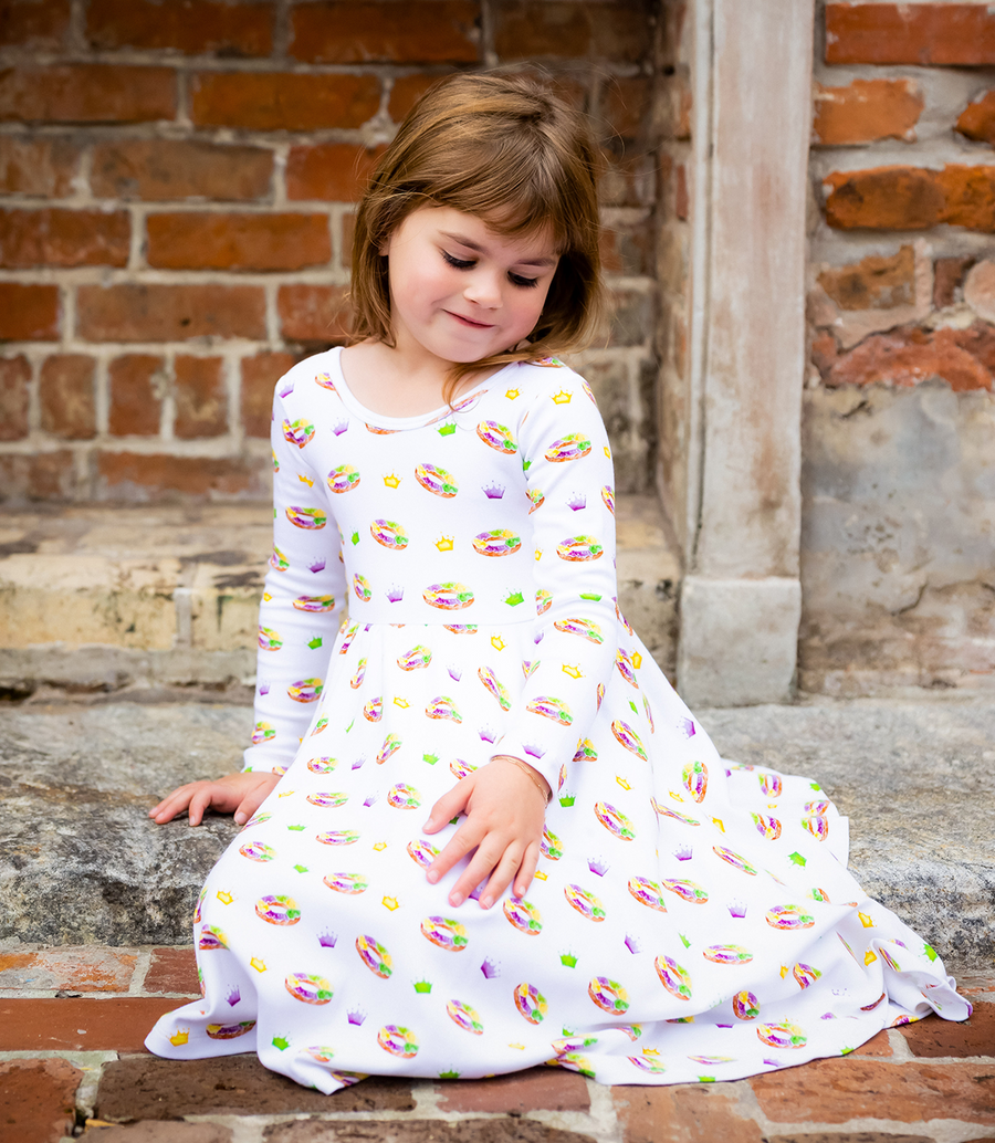 King Cake Organic Cotton Kids Mardi Gras Dress