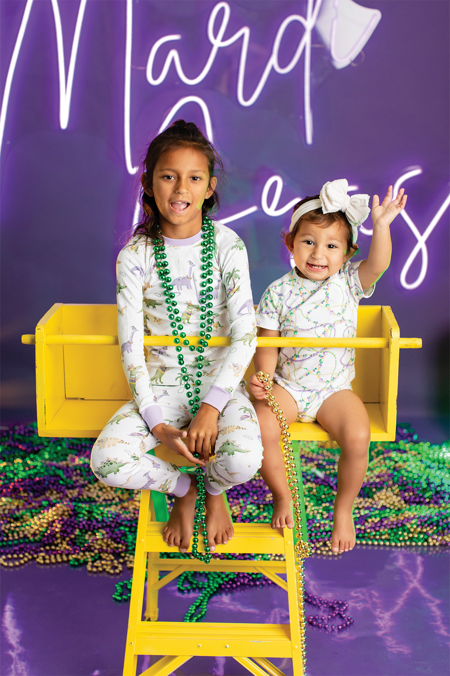 Mardi Gras saurus Organic Cotton Kids Mardi Gras Pajamas