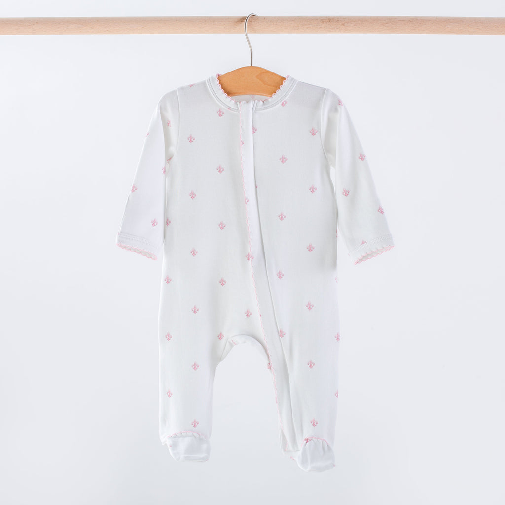 pink-fleur-de-lis-organic-cotton-baby-pajamas