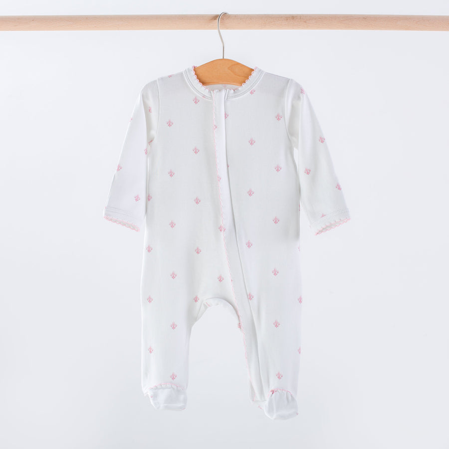 pink-fleur-de-lis-organic-cotton-baby-pajamas