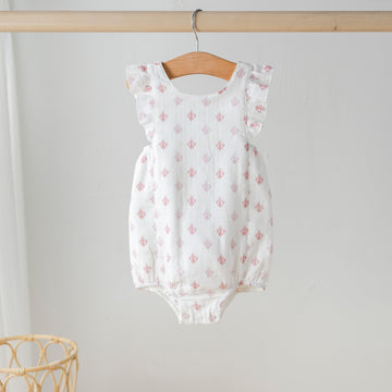 Fleur De Rose Organic Muslin Bubble Romper