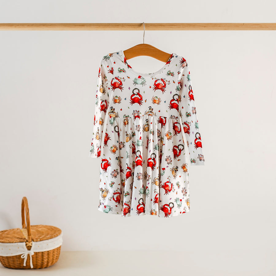 He sees you when you're crabby Organic Cotton Twirl Dress