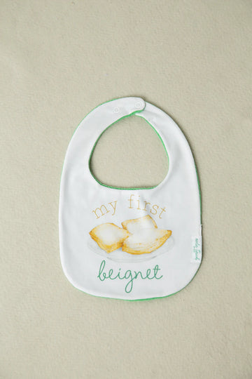 My first beignet Organic Cotton Bib (Pre-Order Arriving Fall 2025)